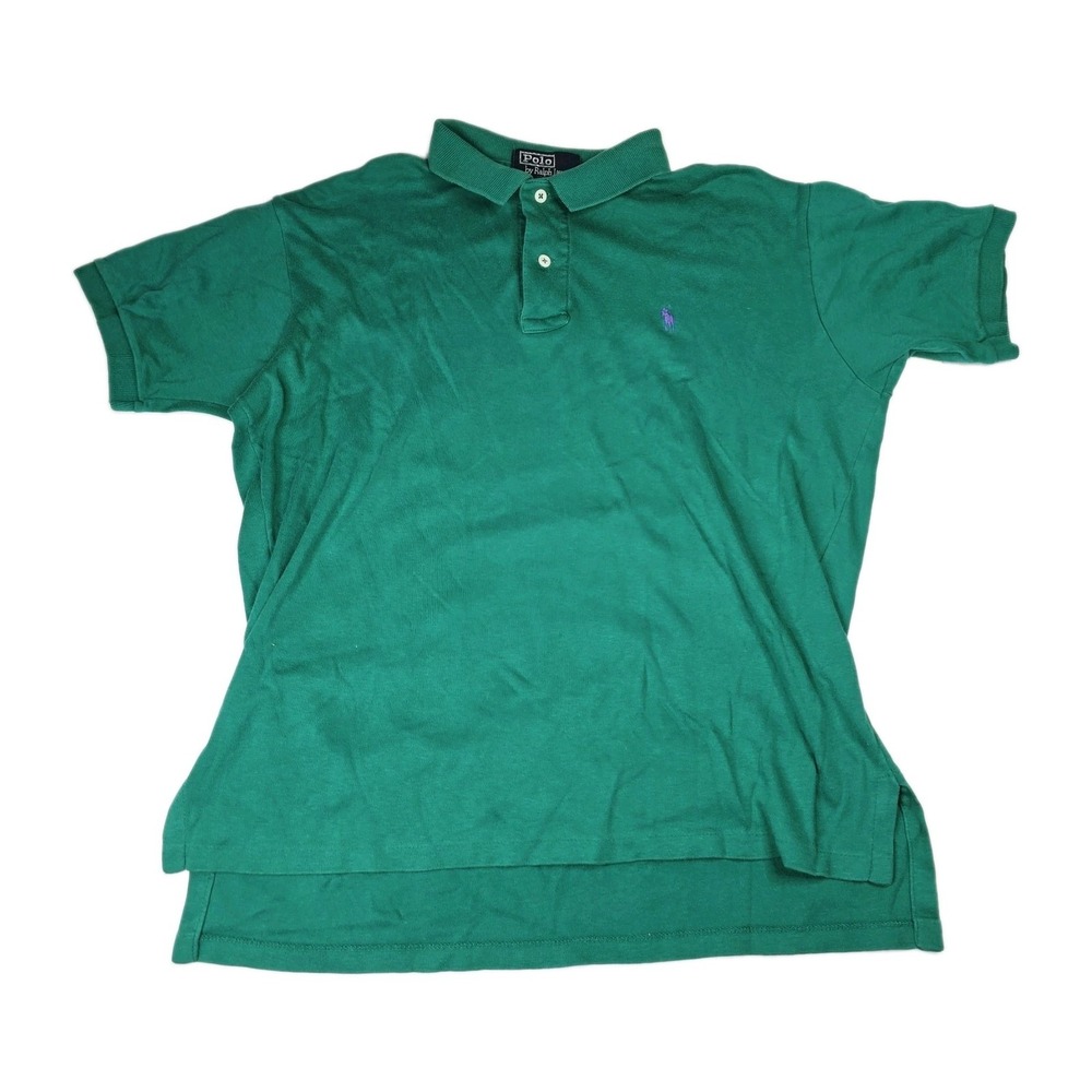 Vintage Polo Ralph‎ Lauren Polo Shirt Mens Large Green USA Made Purple Pony 90s
